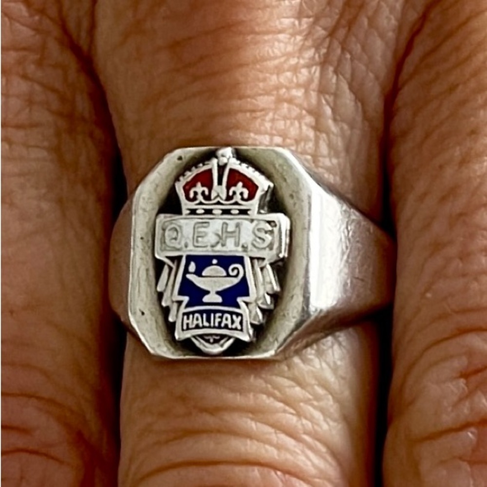SOLID 925 PURE STERLING SILVER Signet Ring with Blue and Orange Details